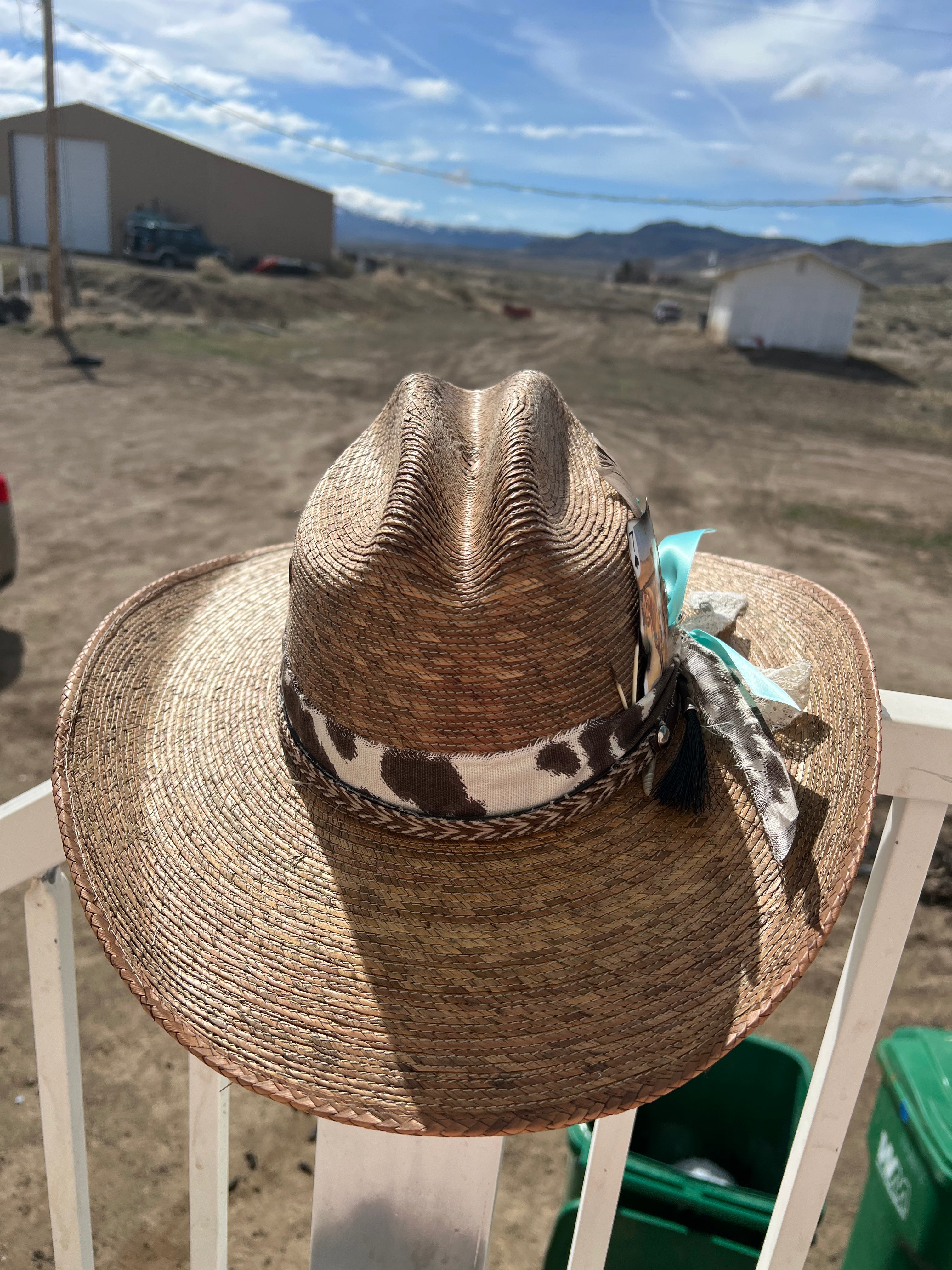 BROWN WITH TURQUOISE-STRAW