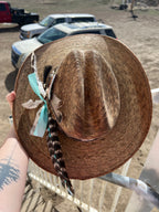 BROWN WITH TURQUOISE-STRAW