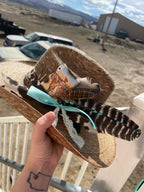 BROWN WITH TURQUOISE-STRAW